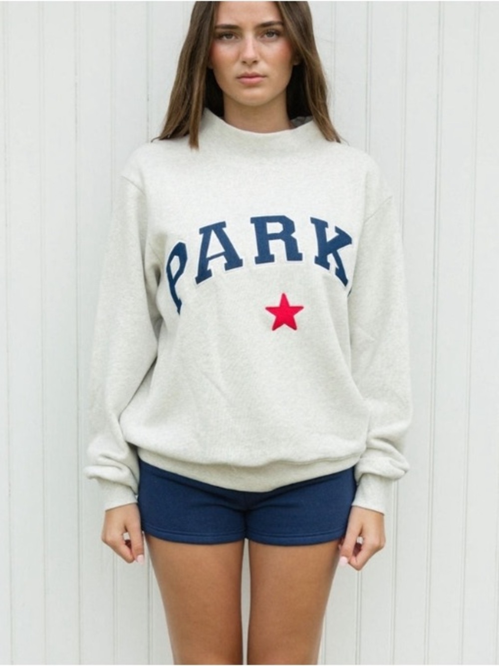 Parke Heather Gray Coastal Star Varsity Mockneck Sweatshirt - Picture 4 of 5
